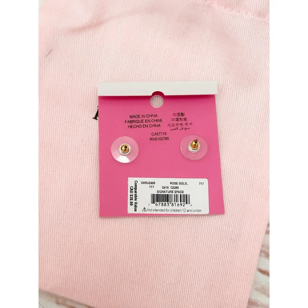 KATE SPADE Rose Gold Heritage Spade Hinged Bangle Bracelet Heart Stud Earrings